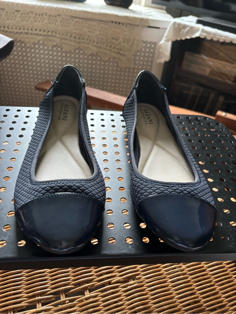 Alfani Navy Quilted Toe Ballet Flats